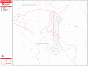 Santa Maria  Wall Map Red Line Style